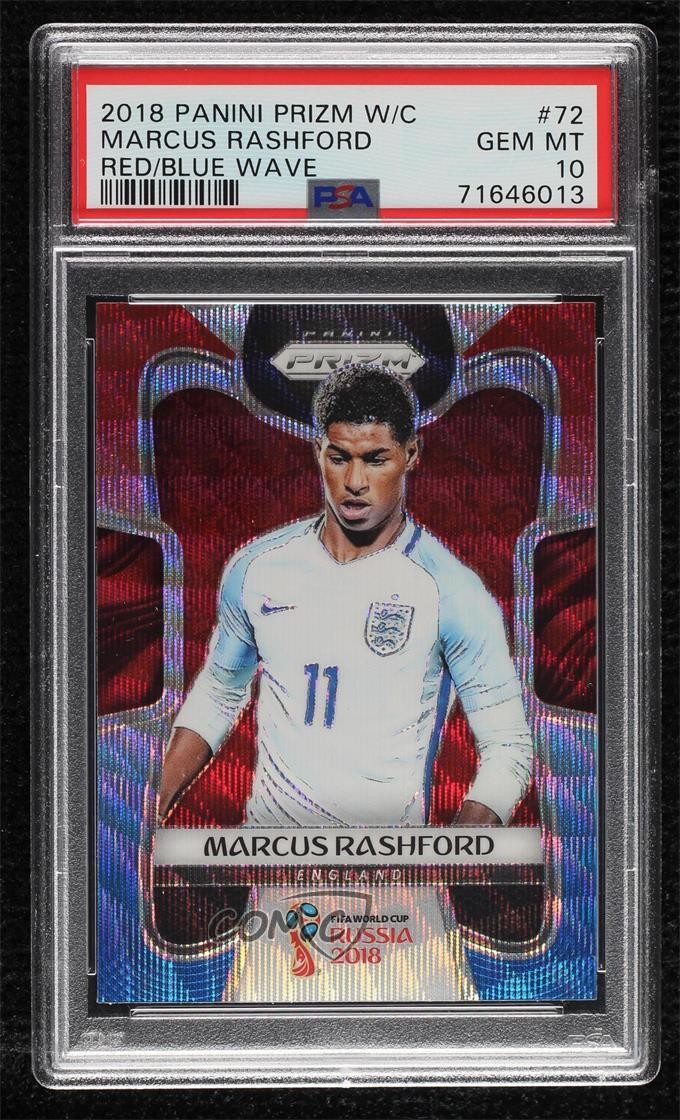 2018 Panini Prizm World Cup Red & Blue Wave Marcus Rashford PSA 10 GEM MT 1e41