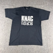 Vintage Screen Stars Shirt Men's L Black Knac Pure Rock 105.5 Single Stitch Fade