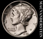 1943 Silver Mercury Dime - Choice Gem Brilliant Uncirculated  Lustrous  #L6515