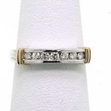 10k White Gold .20 Carat Genuine Round Brilliant Diamond Wedding Band Size 6