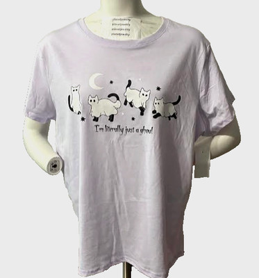 GHOST CATS ''I'm literally just a ghoul'' HALLOWEEN TEE Juniors XL 16/18 NEW W/TAG