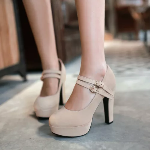 Women's Court Shoes Platform Ankle Strap Mary Jane Shoes Block High Heel Pumps@ - Picture 4 of 19