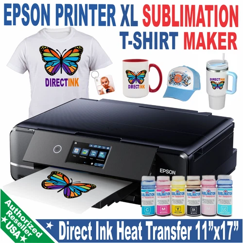 Epson Printer XL with Sublimation ink Heat Transfer Print on T-shirt, Mug Bundle