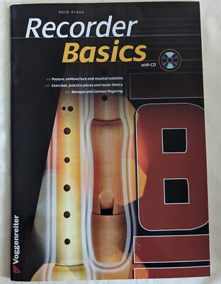 Recorder Basics by Herb Kraus with CD Lession Sheet Music Instructional Book