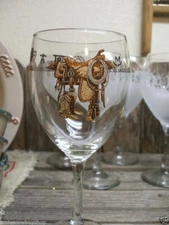 Western Wine Glasses-10 oz Wine Goblet-Boots & Saddle Rodeo Glasses