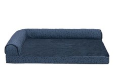 FurHaven Plush Fur  Almond Print Orthopedic Deluxe L-Chaise Sofa Cat  Dog Bed.
