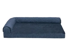 FurHaven Plush Fur & Almond Print Orthopedic Deluxe L-Chaise Sofa Cat & Dog Bed.