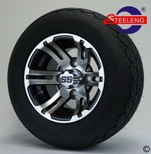 Golf Cart 10 Machined Bulldog Wheels And Gecko 1820550-10 Low Profile Tires