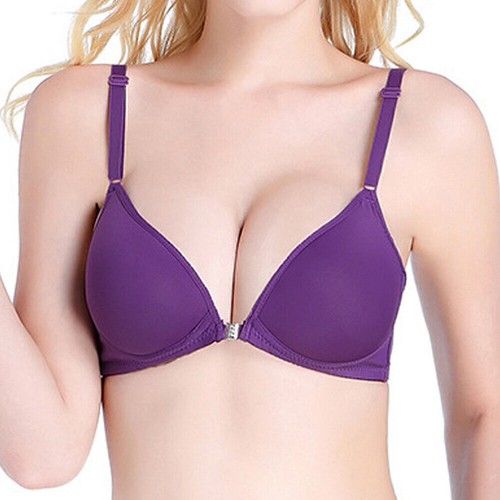 Womens Front Fastening Bra Non Wired Soft Stretch Padded Bralette Seamless Bras - Picture 17 of 17