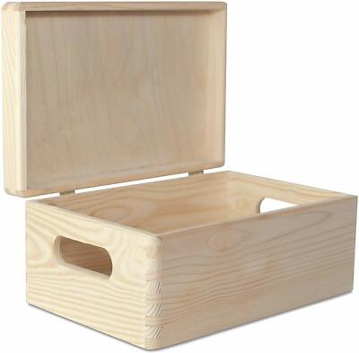 Creative Deco Natur Holz-Kiste mit Deckel | 30 x 20 x 14 cm (+/-1cm)