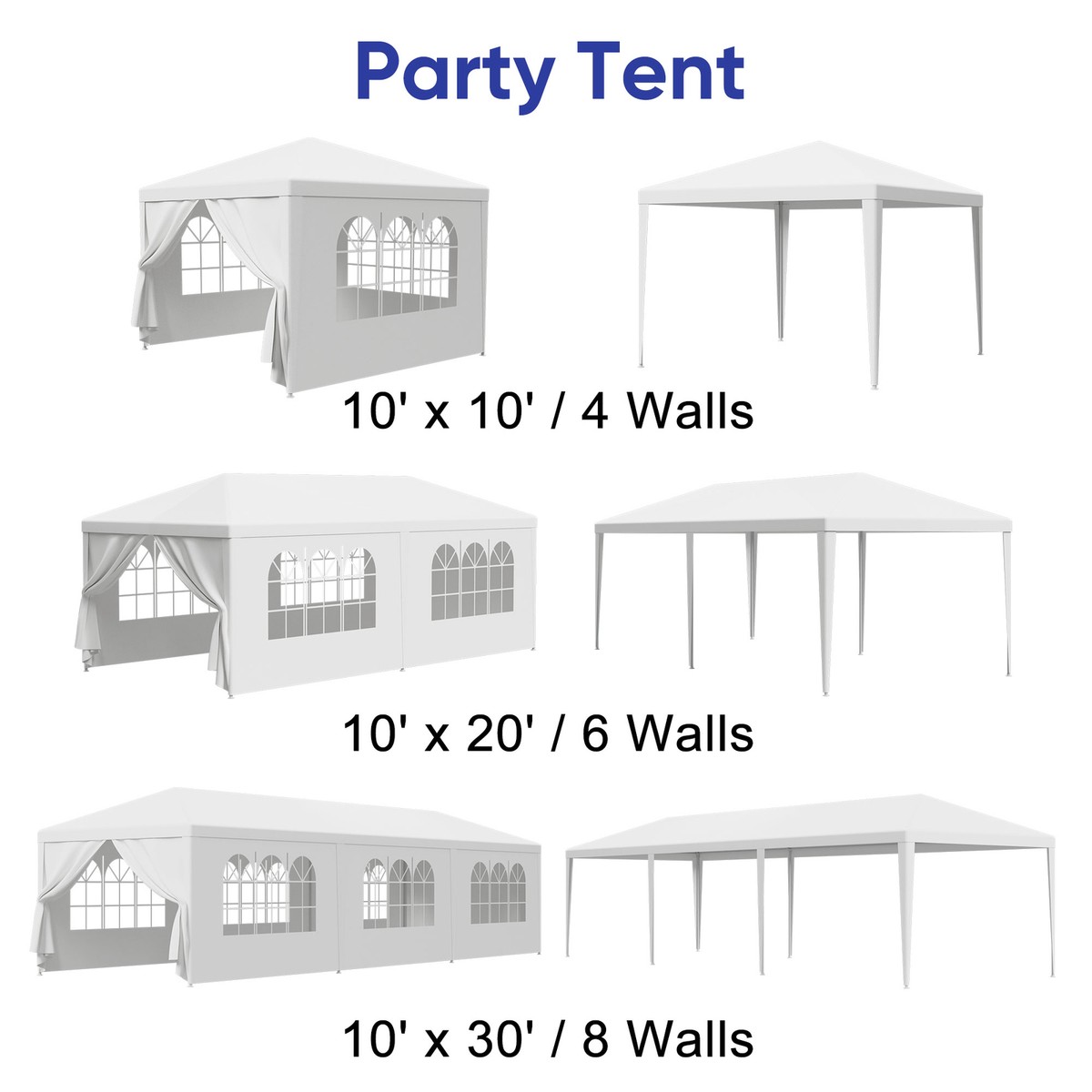 10'x10'/20'/30 Gazebo Canopy Party Wedding Tent Cater Events W/ 4/6/8 Side  Walls