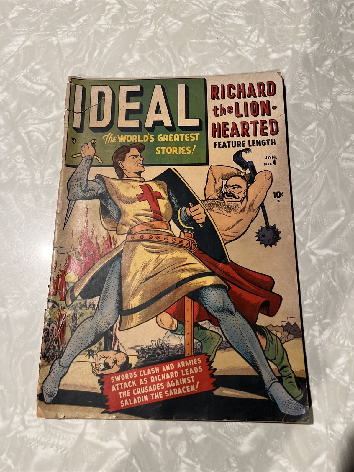TIMELY: IDEAL #4, RICHARD THE LION-HEART, FEAT: THE WITNESS-COLAN/LEE, 1949, VG-