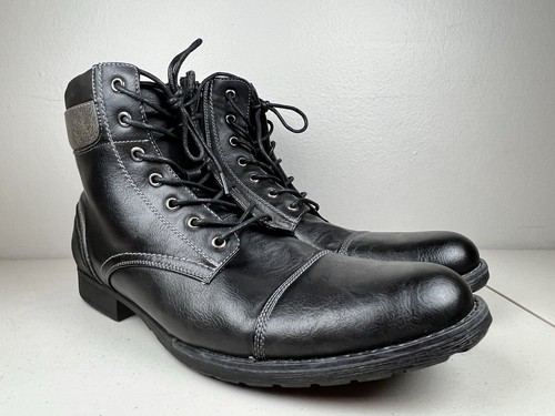 Steve Madden Mens Tegan Lace Up Cap Toe Ankle Boot Black Mens 11.5 EUC - Picture 3 of 22