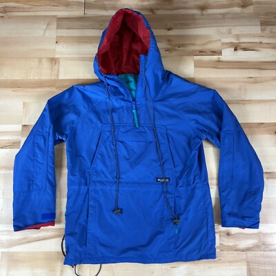 Vtg Columbia Jacket Men S Royal Blue Anorak Windbreaker Kangaroo Pocket Ski  Snow