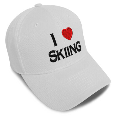 Baseball Cap I (Love) Skiing Red Heart Hobbies Lovers Dad Hats for Men & Women
