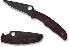 SPYDERCO Endura 4, Burgundy, Black Micro-Melt PD#1 Steel, Sprint Run, C10BGBKP