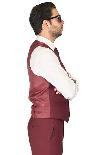 Traje de vestir para hombre chaleco 5 botones cuello en V correa trasera ajustable formal por AZAR MAN - Imagen 64 de 73