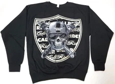 RAIDER NATION Crew Neck Sweatshirt Raiders Silver Black Cali Rider Adult New