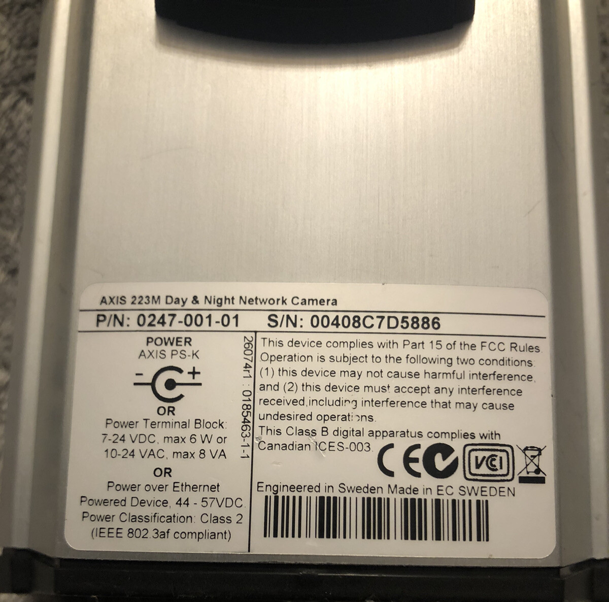 AXIS 223M Day / Night Network POE IP Camera 0247-001-01 w/ 4