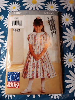 See And Sew 4382 Children's Dress With Collar Sz 4, 5, 6 90s