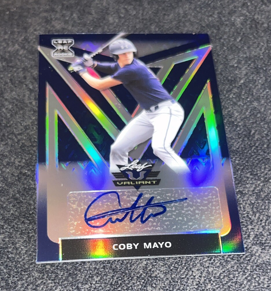2020 LEAF VALIANT ROOKIE COBY MAYO BLUE REFRACTOR AUTO #36/50 Rookie
