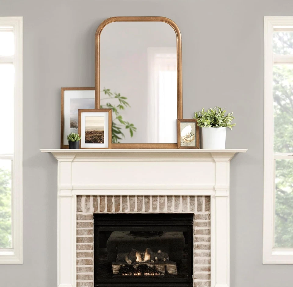 Glenby Transitional Arch Wall Mirror, 24 X 36, Rustic Brown, Wooden Farmhouse Ar - Image 4 of 4