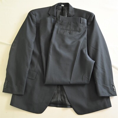 Apt 9 44R 36x30 Navy Blue Herringbonen Mens Jacket Pants Suit