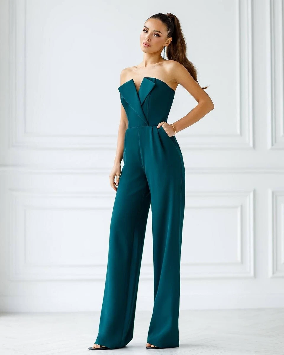 Green Formal Sleeveless Jumpsuit Women Overall for Wedding Bridal Jumpsuit