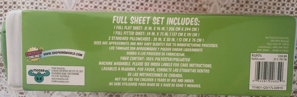 Juego de sábanas Shopkins tamaño completo - Nuevo Foto 4 de 4