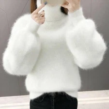 Women's Angora Faux Cashmere Warm Knit Sweater Fluffy Fuzzy Plush Jumpers