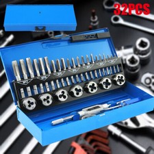 Professional 32Pcs Metric Imperial Tap and Die Set Screw Thread Drill Kit M3-M12