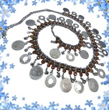 BELT COIN 50s Vtg Tribal Charivari India Rajasthan Metal Money Belly Dance RARE