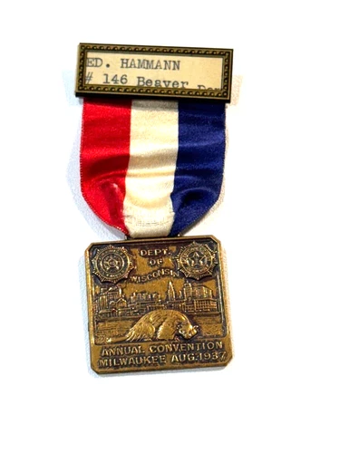 Vintage Department of Wisconsin Annual Convention Milwaukee 1937 Bronze Medal