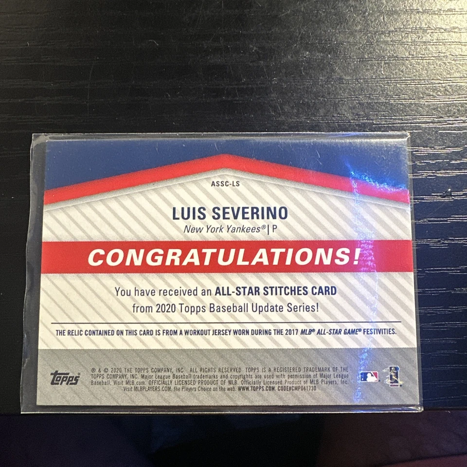 2020 Topps Update Series - All-Star Stitches #ASSC-LS Luis Severino (MEM) - Image 2 of 2