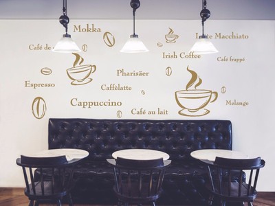 Wandtattoo Kaffee Tasse Kuche Esszimmer Flur Wohnzimmer Eingang Diele Coffee