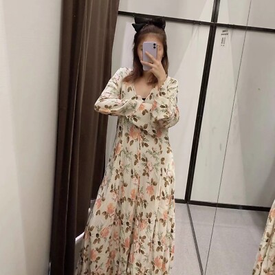 zara printed long dress