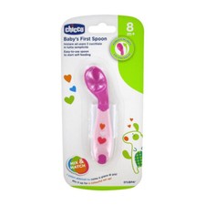 CHICCO Prima Pappa Angled Spoon 8M  Soft Silicone Pink
