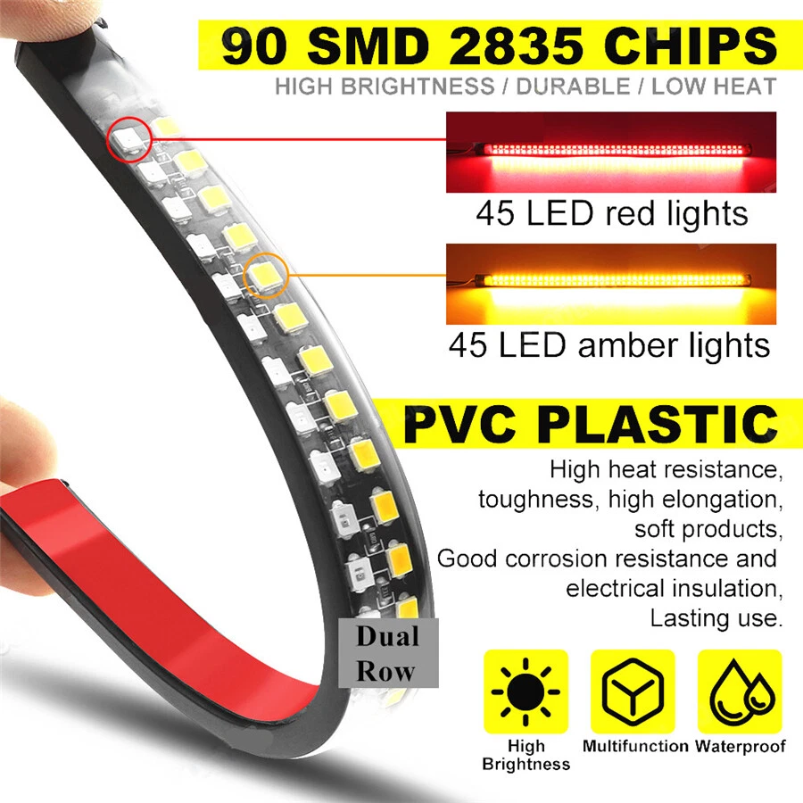 11.8in Motorcycle Led Rear Turn Signal Brake Light Stop Daytime Running Light - Image 3 of 4