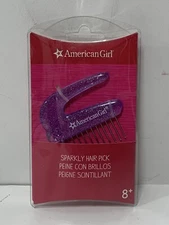 NEW American Girl SPARKLY HAIR PICK brush Silver Glitter Purple Wire Comb