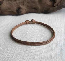 Medium Brown 1.5mm Water Resistant Cord Adjustable Unisex Bracelet or Anklet