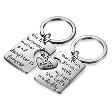 3Pc Mother Father I Love U Pendant Keychain Keyring Daughter Dad Mom Family Gift
