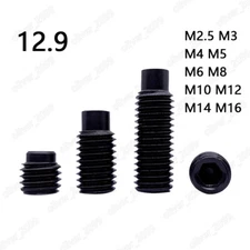 Black 12.9 Steel Hexagon Socket Set Screws With Dog Point DIN915 M2.5-M16