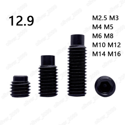 Black 12.9 Steel Threaded Studs with Hex Socket and Spigot DIN915 M2.5-M16