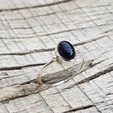 Black Onyx Ring,Stack Jewelry Ring,925 Sterling Silver Ring,Gift For Her