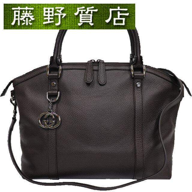 GUCCI 2way Hand Bag 341503 Diagonal Dark Brown Leather GUCCI 2way Hand Bag 341503 Diagonal Dark Brown Leather