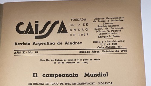 Vintage Caissa Revista Argentina De Ajedrez Spanish Chess Book Magazine 1946 #89 - Imagen 7 de 12