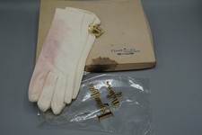 Vintage Finale Self Stretch Nylon Gloves Womens Size 6-7 Cream "Leather Look"