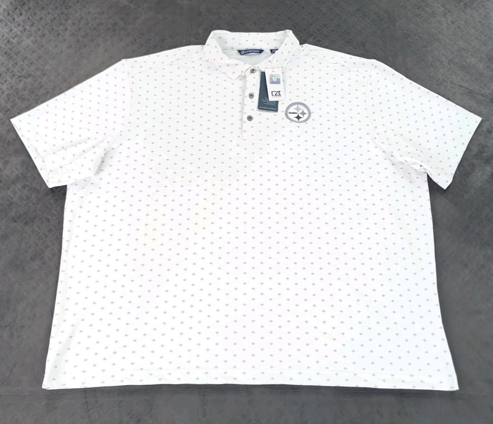 匹兹堡钢人队 Polo 衫高尔夫刀和巴克白色短袖男式 3XL — 第 2/4 张图片