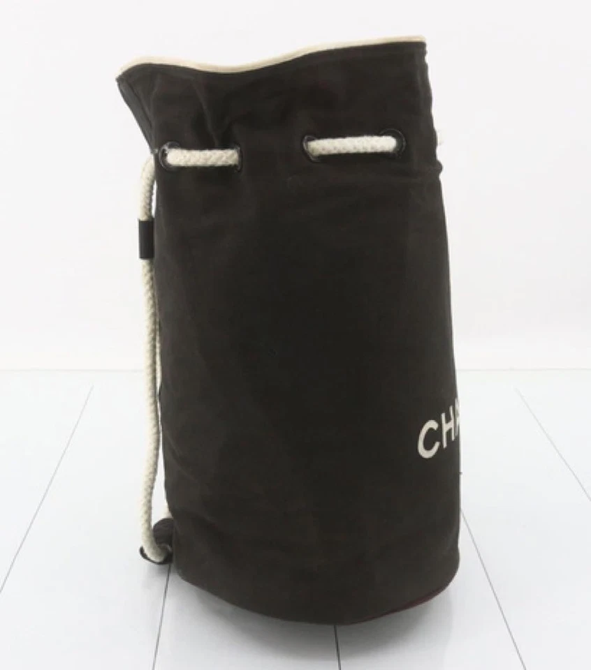 Auténtico bolso Chanel de lona con cordón negro blanco para mujer Francia 121298 Foto 2 de 4