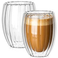 ThermogläSer KaffeegläSer TeegläSer 2Er Set 320Ml Doppelwandig Rillen Vilde